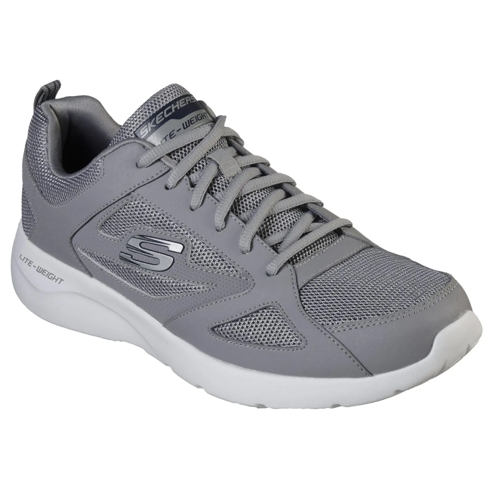 Skechers Men's Dynamight 2.0 Lace Up Memory Foam Trainer in Grey
