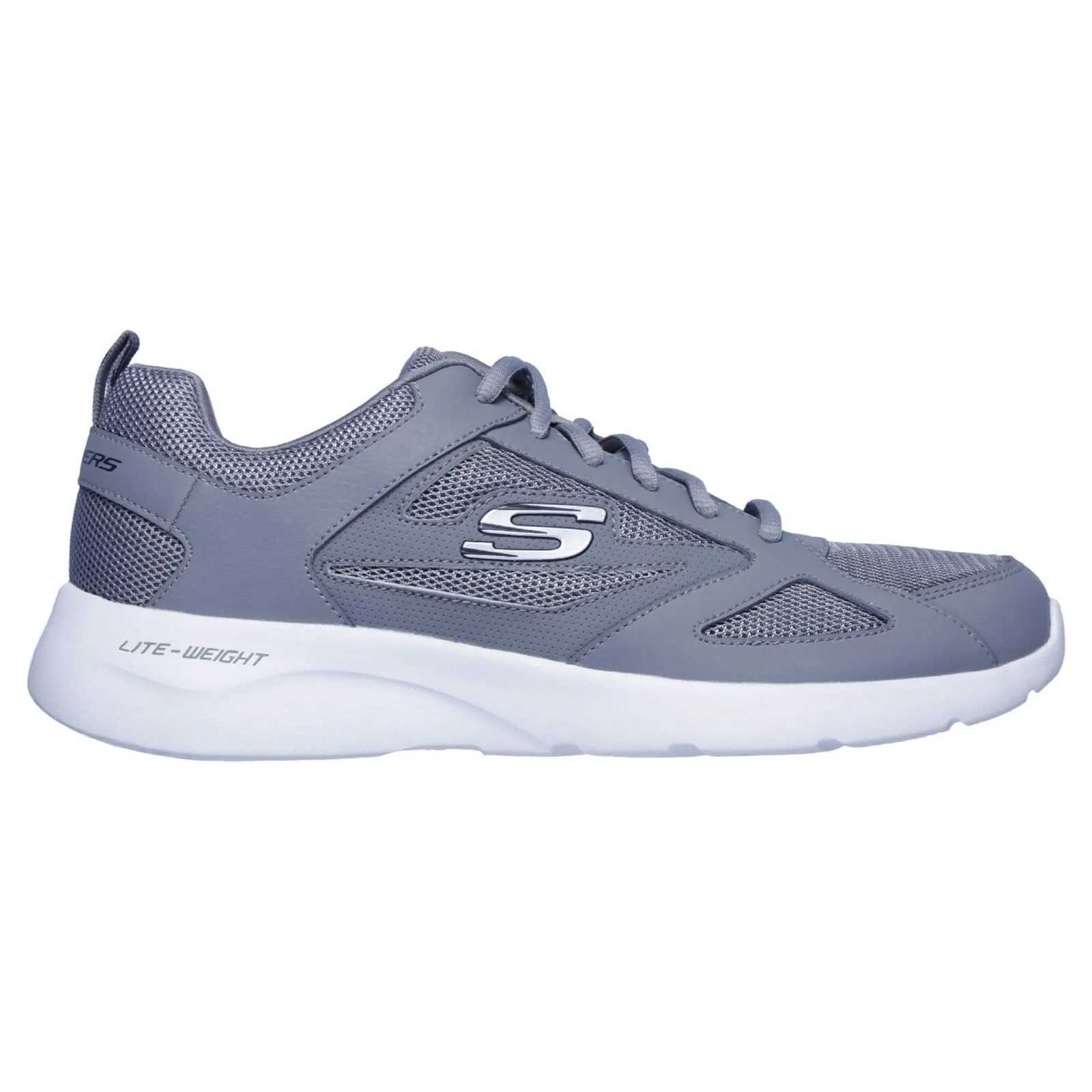 Skechers Men's Dynamight 2.0 Lace Up Memory Foam Trainer in Grey