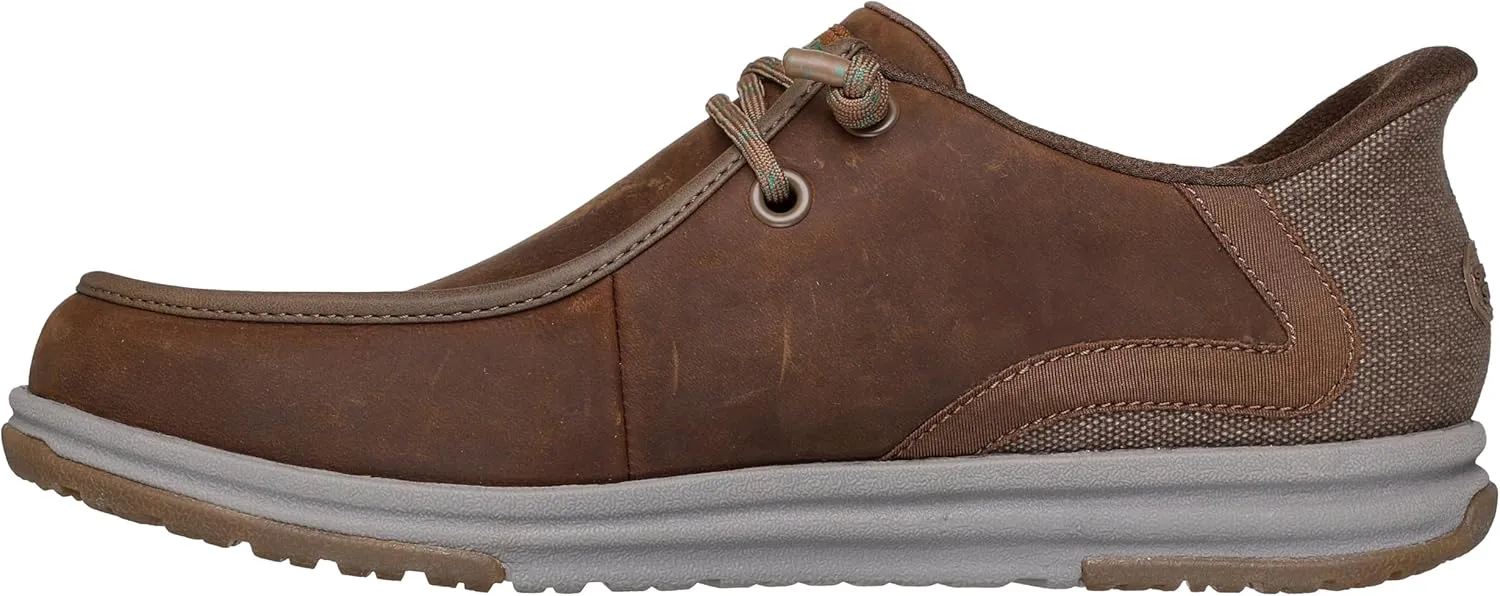 Skechers Men's John Deere Leather Moc Toe Bungee Hands Free Slip-ins Oxford