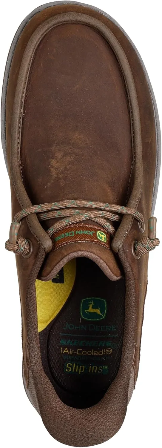 Skechers Men's John Deere Leather Moc Toe Bungee Hands Free Slip-ins Oxford