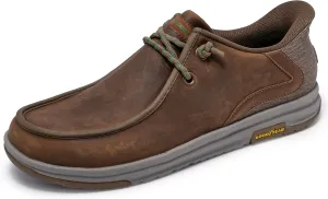 Skechers Men's John Deere Leather Moc Toe Bungee Hands Free Slip-ins Oxford