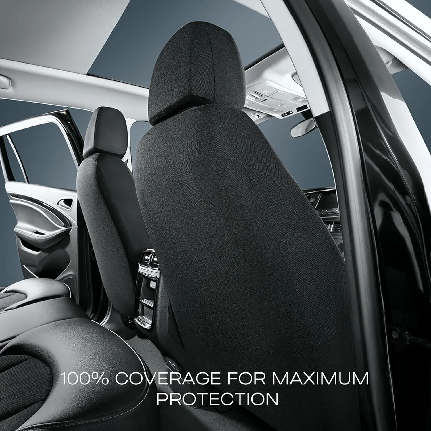 Skechers Work Car Seat Covers, Leather Seat Covers 5-Times Stronger Built-in Webbing, Oxford Fabric Seat Cover for Cars, Airbag Compatible, Automotive Comfort for Cars, Trucks, SUVs (Black, Full Set)