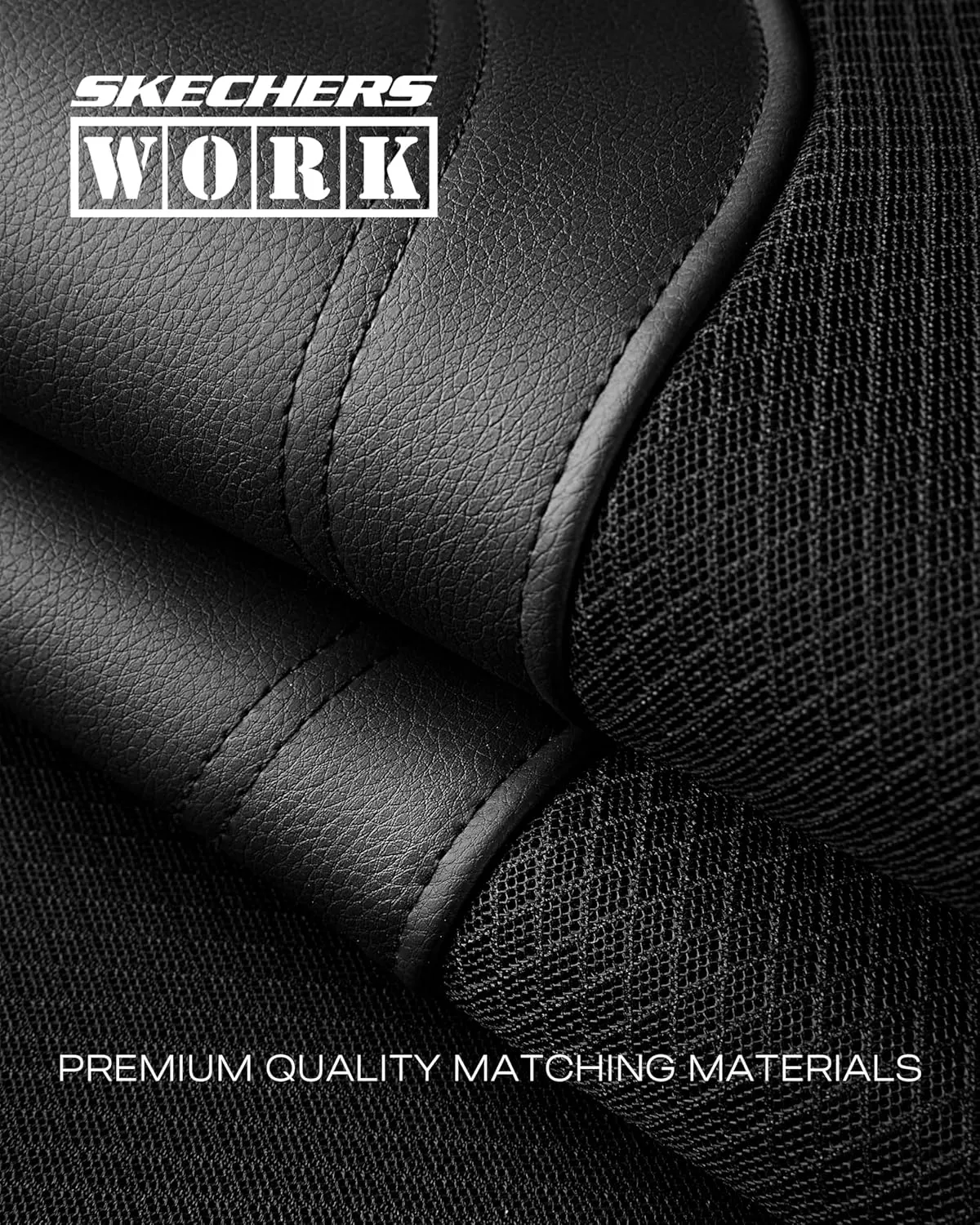 Skechers Work Car Seat Covers, Leather Seat Covers 5-Times Stronger Built-in Webbing, Oxford Fabric Seat Cover for Cars, Airbag Compatible, Automotive Comfort for Cars, Trucks, SUVs (Black, Full Set)