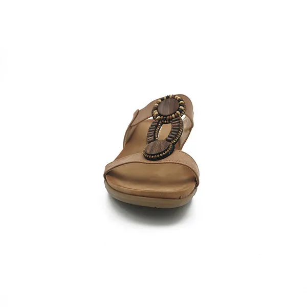 Slip On With Button Trim T Bar Sandal - 0900