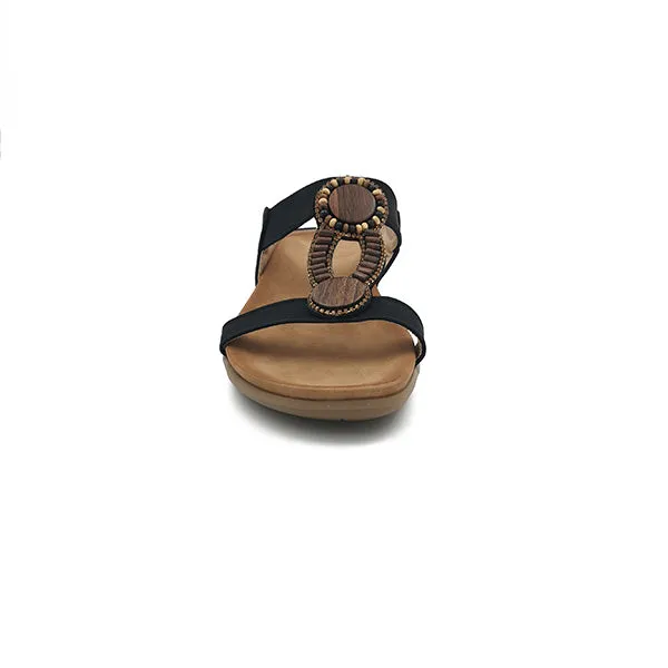 Slip On With Button Trim T Bar Sandal - 0900
