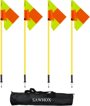 Soccer Corner Flags with Bag, Corner Flags Set of 4 for Soccer Field, 5ft ABS Flagpoles for Agility Training