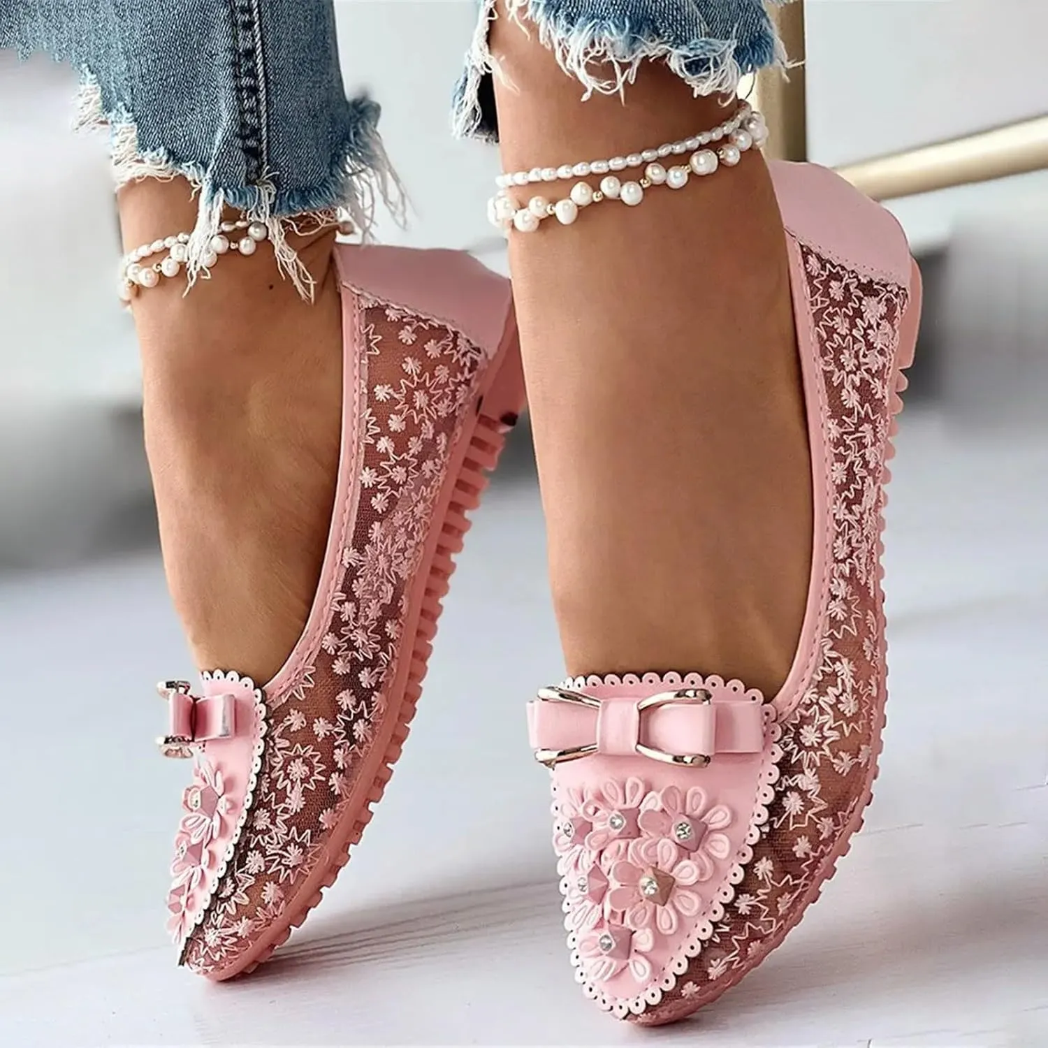 Sparkle Ballet Shoes Women Wedding Flat Shoes Comfort Slip on Loafer Closed Toe Walking Shoes Casual Business Shoes