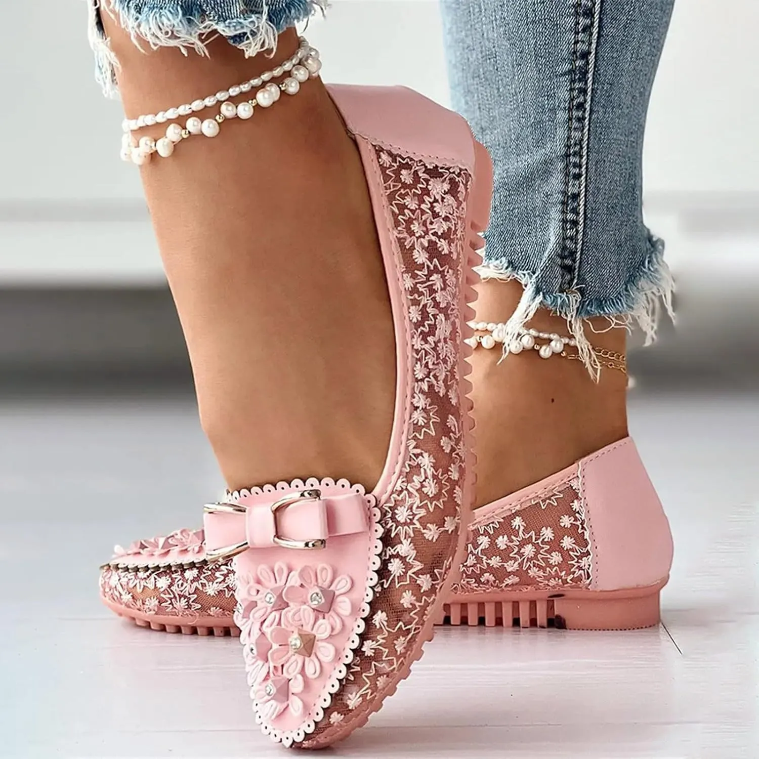 Sparkle Ballet Shoes Women Wedding Flat Shoes Comfort Slip on Loafer Closed Toe Walking Shoes Casual Business Shoes