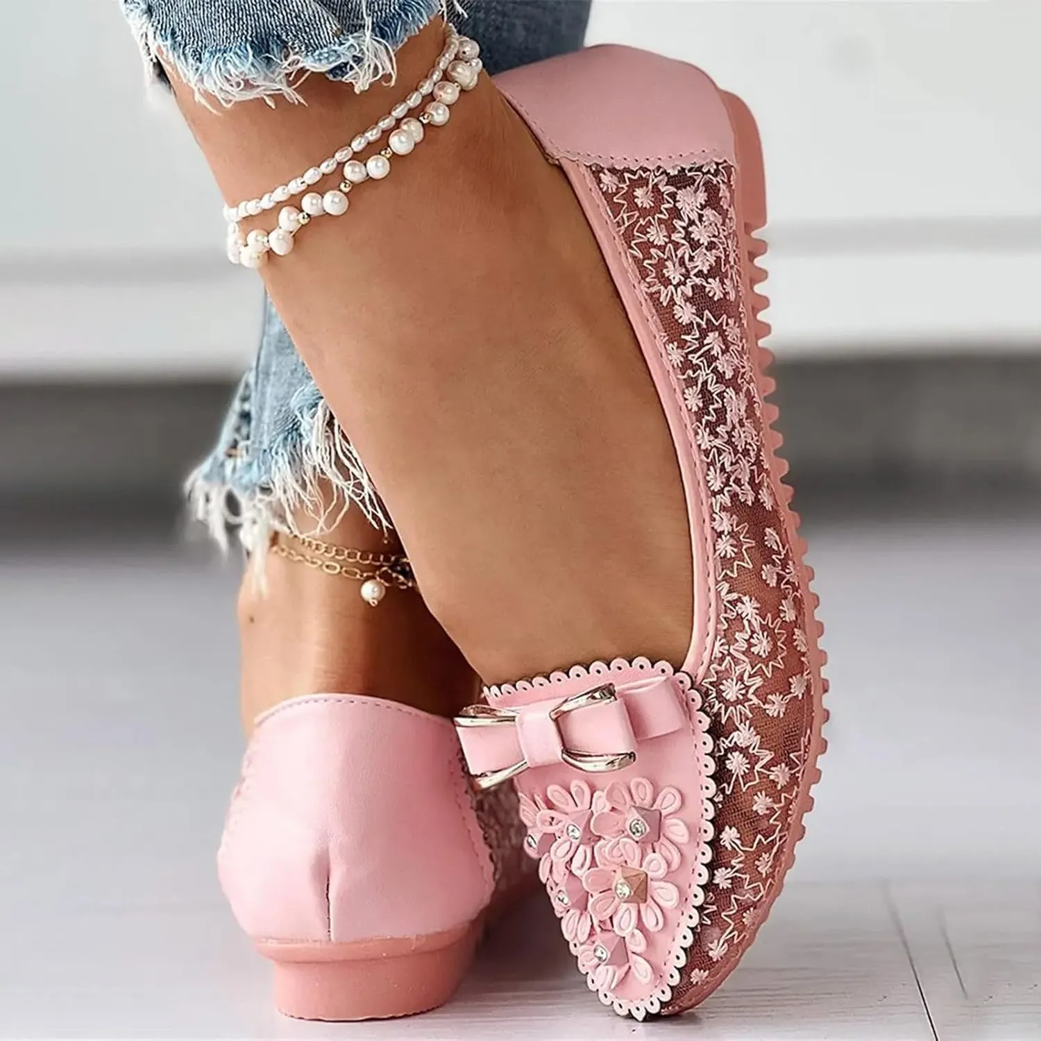 Sparkle Ballet Shoes Women Wedding Flat Shoes Comfort Slip on Loafer Closed Toe Walking Shoes Casual Business Shoes