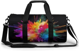 Sport Gym Duffle Travel Bag for Women Men Overnight Weekender Bag with Shoe Compartment,Wet Pocket Color Explosion
