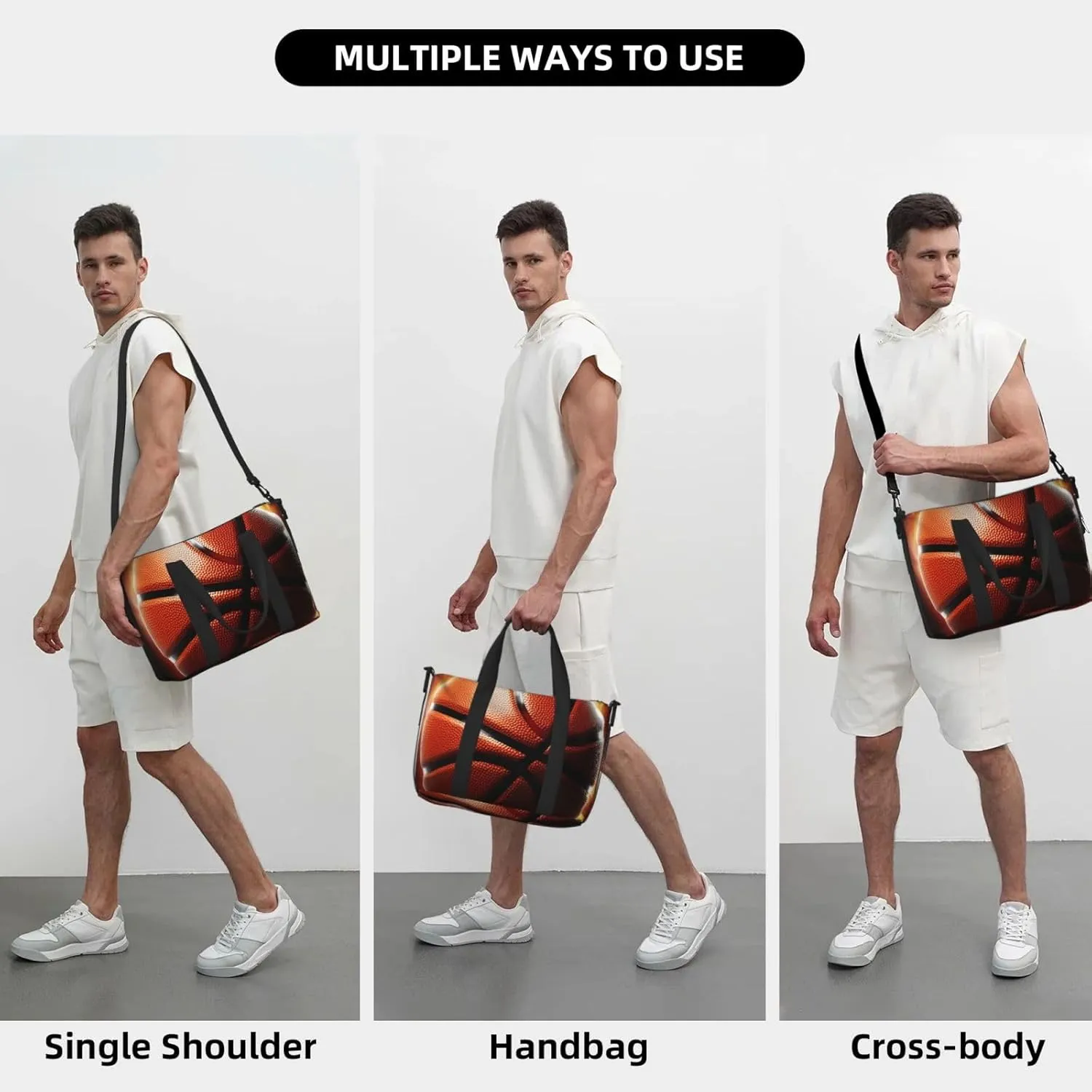 Sports Gym Bag for Women Men Travel Duffel Bag Tote Basketball Weekender Bag Canvas Carry on Overnight Bag for Travel Swimming Fitness Workout Sports Duffle Bag