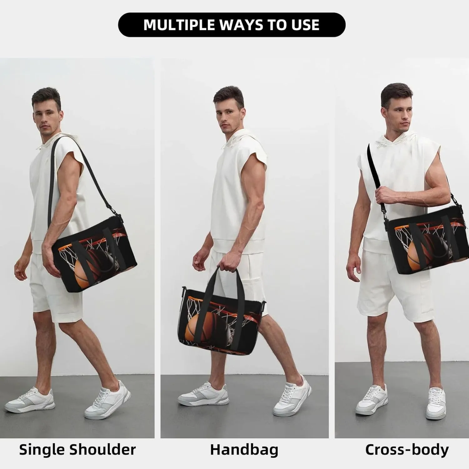 Sports Gym Bag for Women Men Travel Duffel Bag Tote Basketball Weekender Bag Canvas Carry on Overnight Bag for Travel Swimming Fitness Workout Sports Duffle Bag