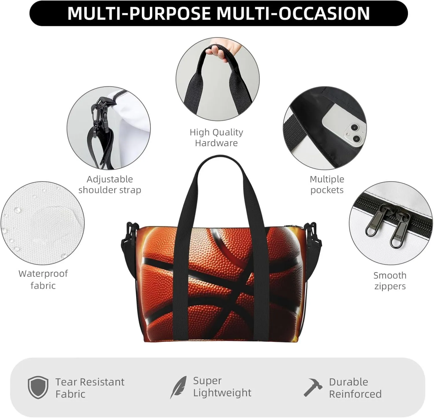 Sports Gym Bag for Women Men Travel Duffel Bag Tote Basketball Weekender Bag Canvas Carry on Overnight Bag for Travel Swimming Fitness Workout Sports Duffle Bag
