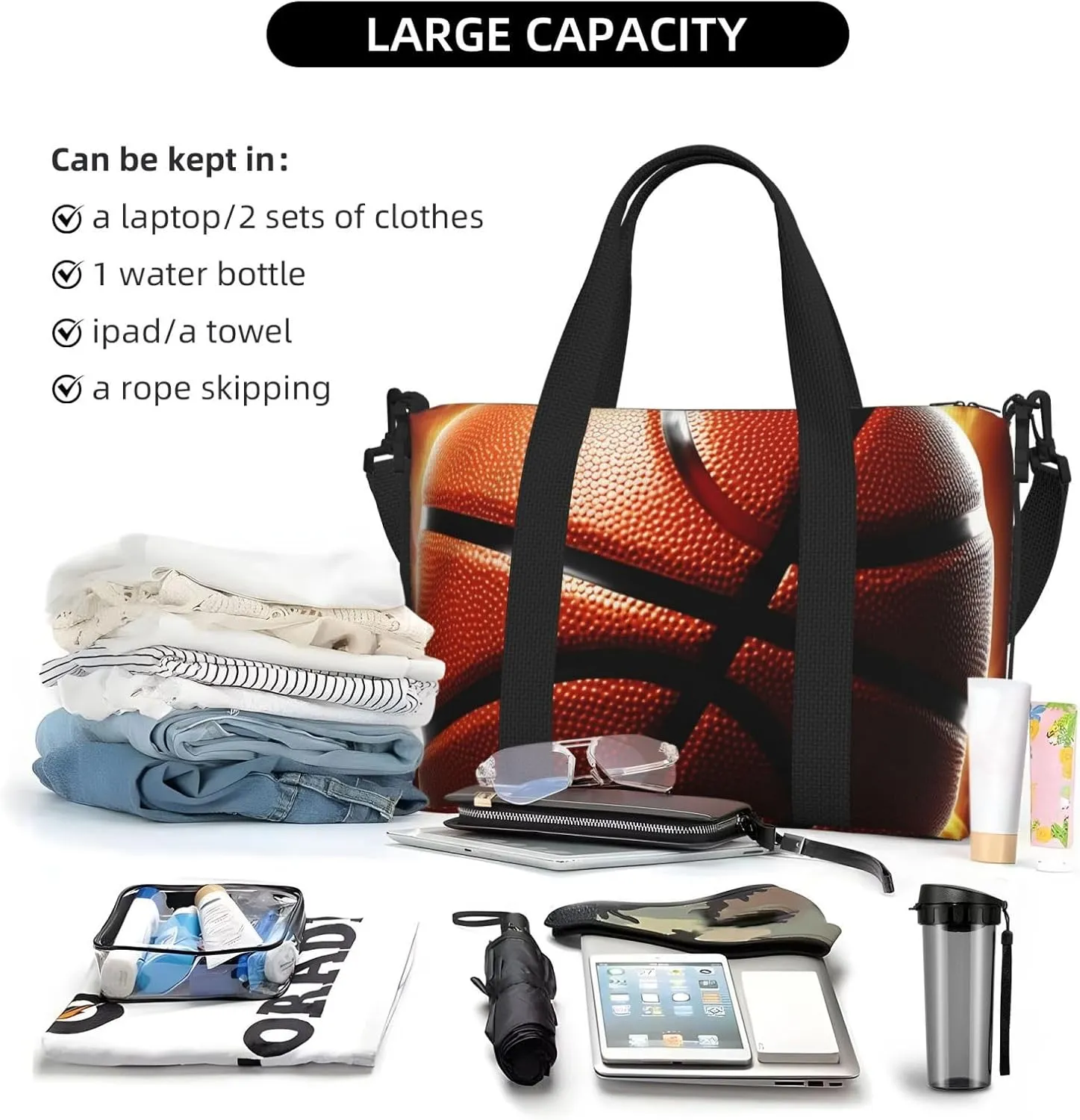 Sports Gym Bag for Women Men Travel Duffel Bag Tote Basketball Weekender Bag Canvas Carry on Overnight Bag for Travel Swimming Fitness Workout Sports Duffle Bag