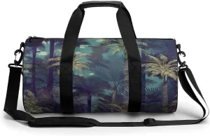 Sports Gym Bag for Women Men Travel Duffel Bag Tote Weekender Bag Fantasy Palm Tree Jungle Carry on Overnight Bag for Travel Swimming Fitness Workout Sports Duffle Bag