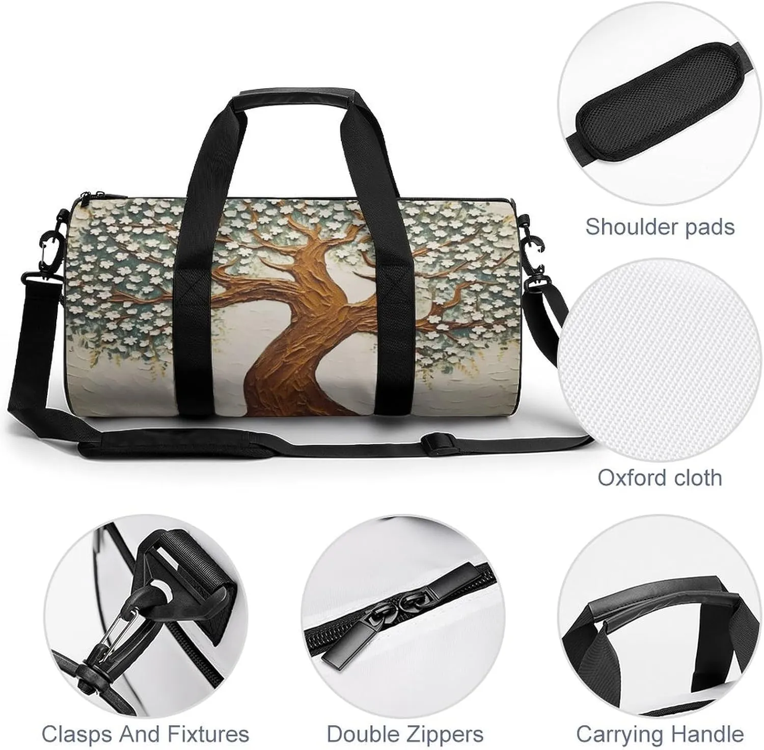 Sports Gym Bag for Women Men Travel Duffel Bag Tote Weekender Bag Tree Printed Carry on Overnight Bag for Travel Swimming Fitness Workout Sports Duffle Bag
