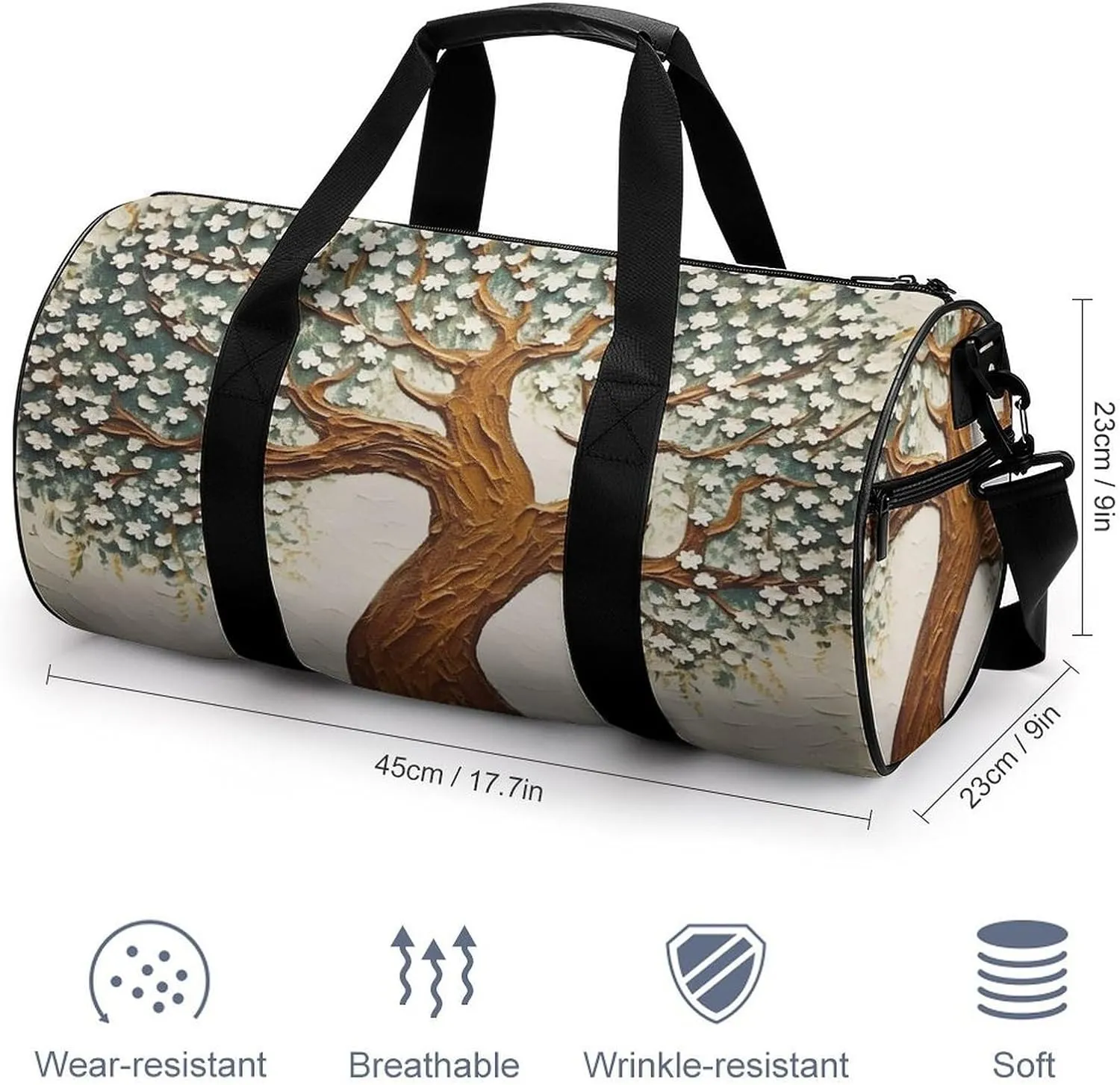 Sports Gym Bag for Women Men Travel Duffel Bag Tote Weekender Bag Tree Printed Carry on Overnight Bag for Travel Swimming Fitness Workout Sports Duffle Bag