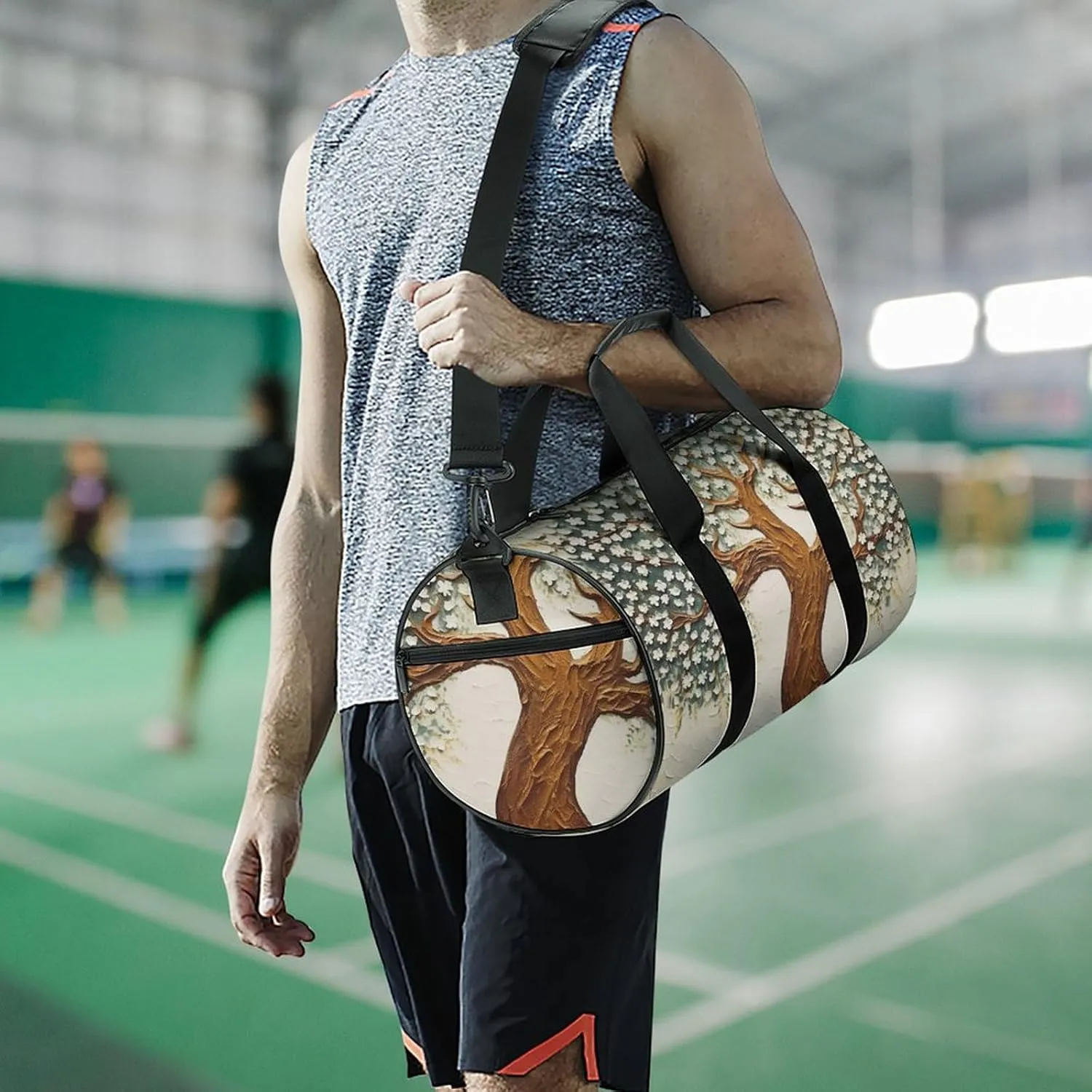 Sports Gym Bag for Women Men Travel Duffel Bag Tote Weekender Bag Tree Printed Carry on Overnight Bag for Travel Swimming Fitness Workout Sports Duffle Bag