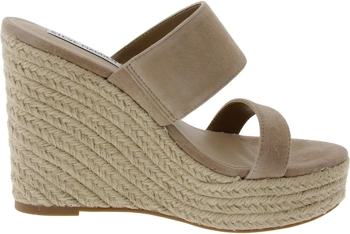 Steve Madden Sunrise Wedge Sandals for Women - Jute Wrapped Wedge Heel, Padded Footbed, and Open-Toe