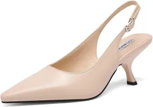 STUNAHOME Womens Slingback Kitten Heels Closed Pointed Toe Bowknot Knitted Slip On Work Pumps Dress Shoes, Gold
