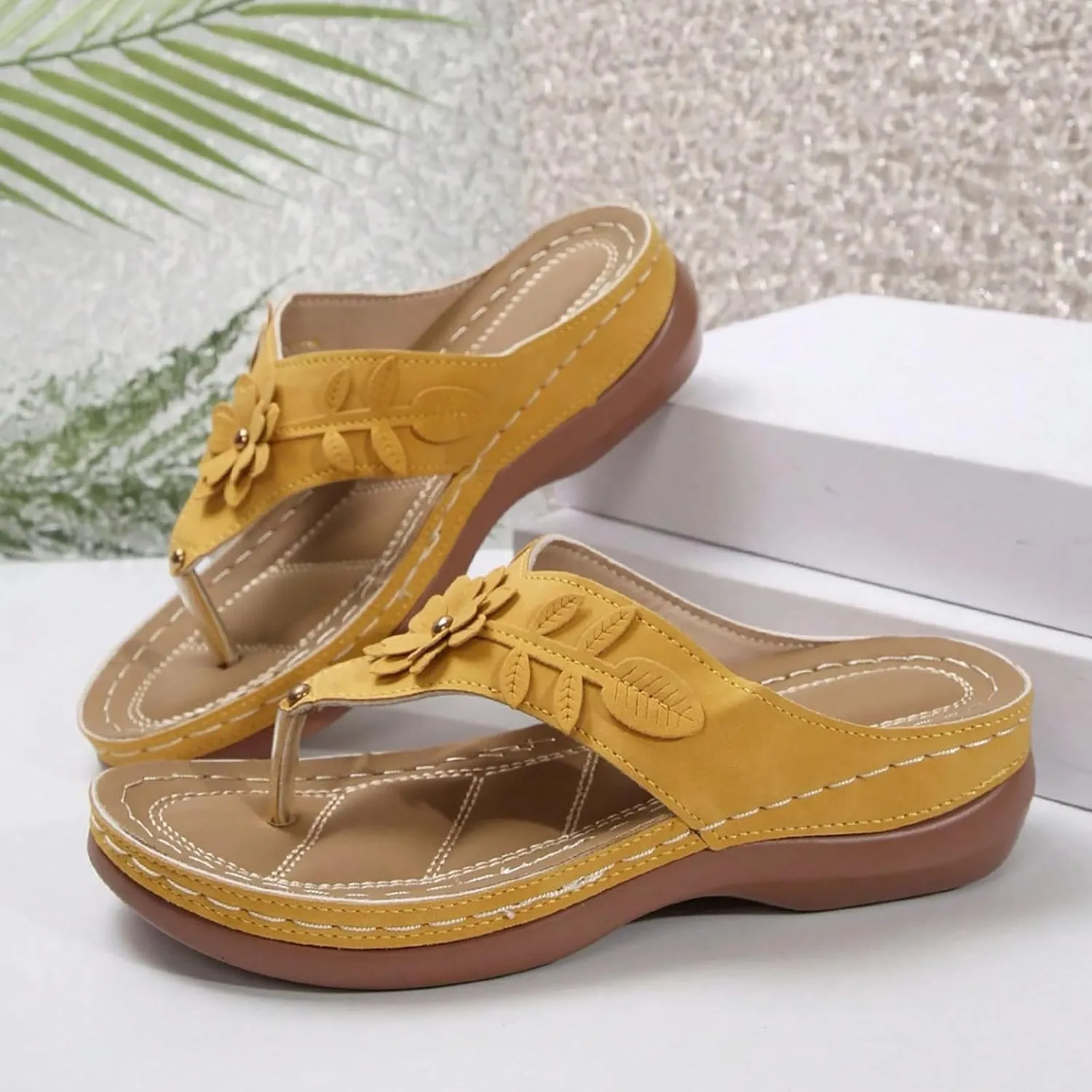 Summer Sandals for Women 2025 Trendy Orthopedic Arch Support Flip Flops Comfortable Walking Wedge Sandal Platform Dressy Slip on Thong Casual Slippers Shoes