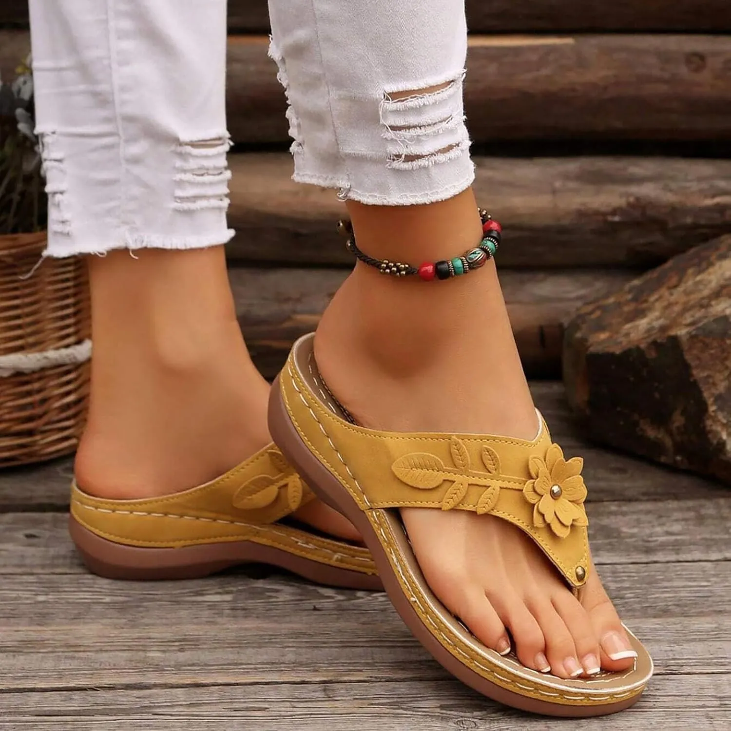 Summer Sandals for Women 2025 Trendy Orthopedic Arch Support Flip Flops Comfortable Walking Wedge Sandal Platform Dressy Slip on Thong Casual Slippers Shoes