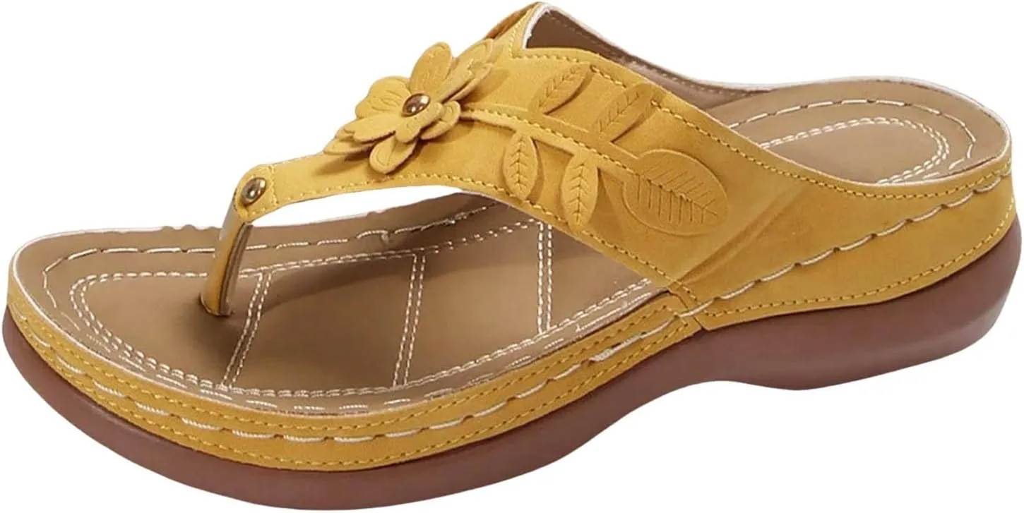 Summer Sandals for Women 2025 Trendy Orthopedic Arch Support Flip Flops Comfortable Walking Wedge Sandal Platform Dressy Slip on Thong Casual Slippers Shoes