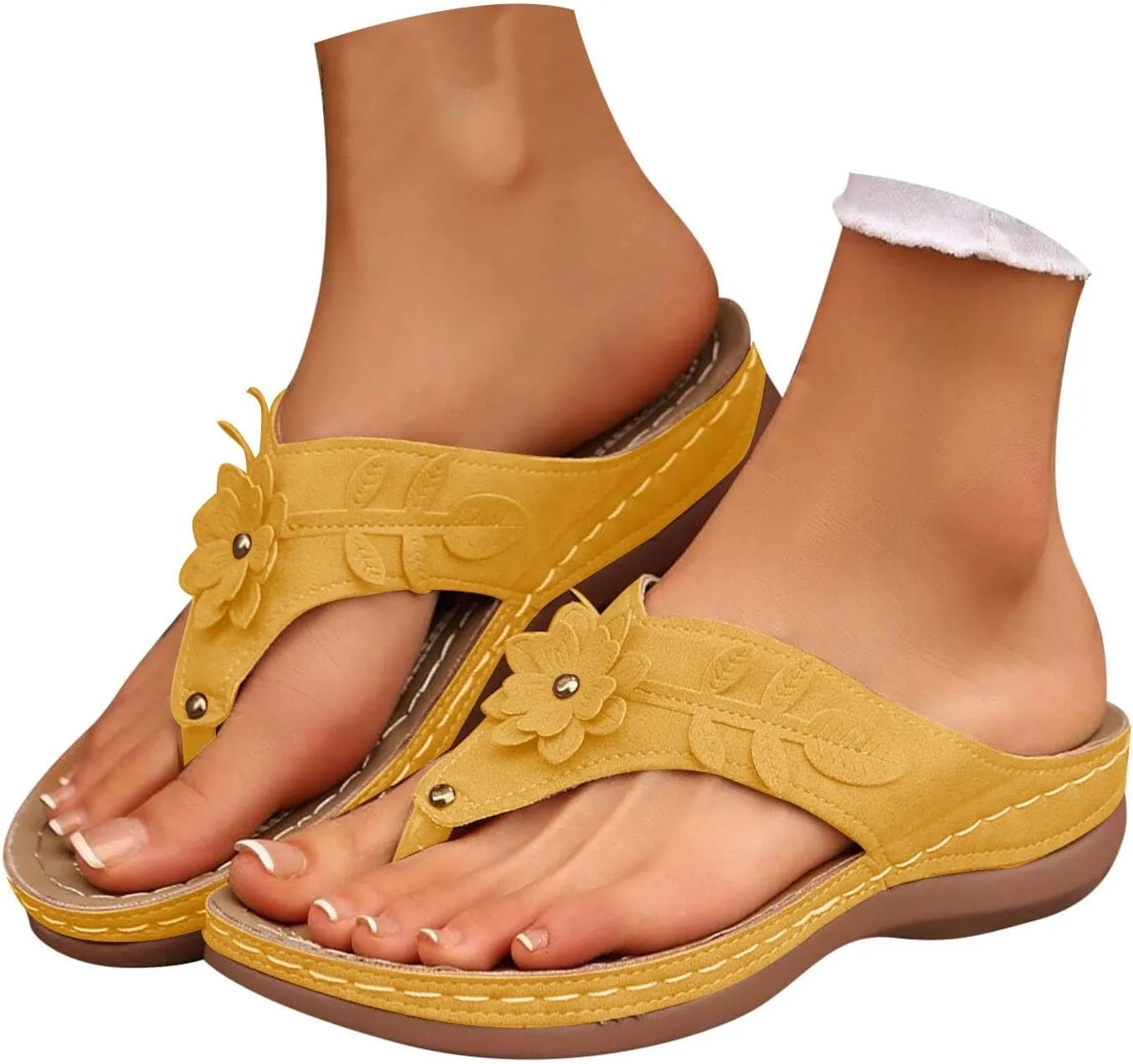 Summer Sandals for Women 2025 Trendy Orthopedic Arch Support Flip Flops Comfortable Walking Wedge Sandal Platform Dressy Slip on Thong Casual Slippers Shoes