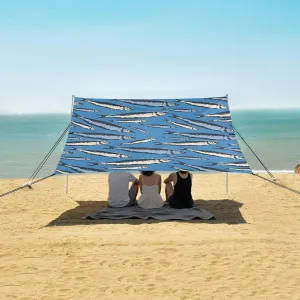 Theme of Seamless Fishes Beach Camping Tent Sun Shelter for Whole Family, Beach Shade Canopy with UPF50  UV Protection,Easy Set Up and Carry,Outdoor Shade for Trips, Fishing, Backyard Fun Picni
