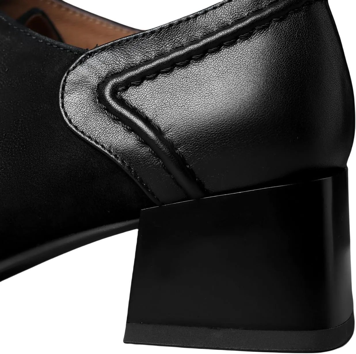 TinaCus Soft Genuine Leather Handmade Chunky Heels Women's Square Toe Lace Up Oxford Shoes