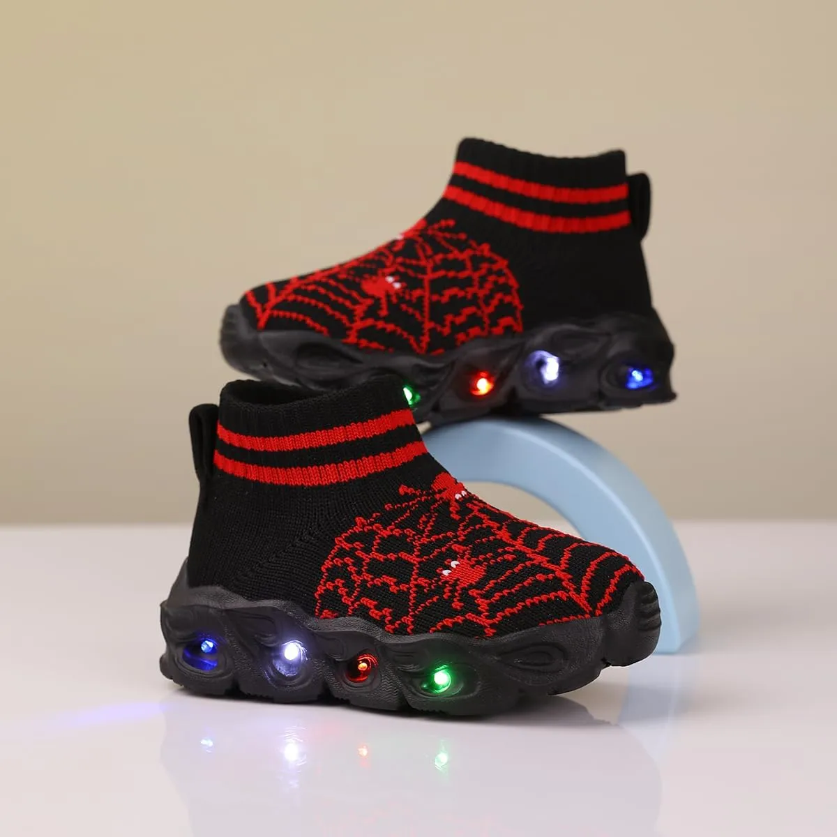 Toddler Light Up Shoes Little Kids Led Sneaker Breathable First Walking Athletic Casual Mesh Boys Girls Shoe