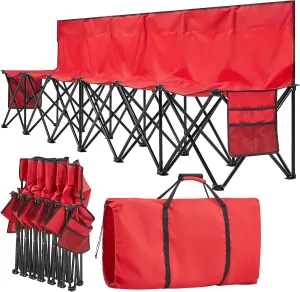 Topeakmart 6/8 Seats Portable Folding Heavy Duty Bench Sport Sideline Bench with Carry Bag