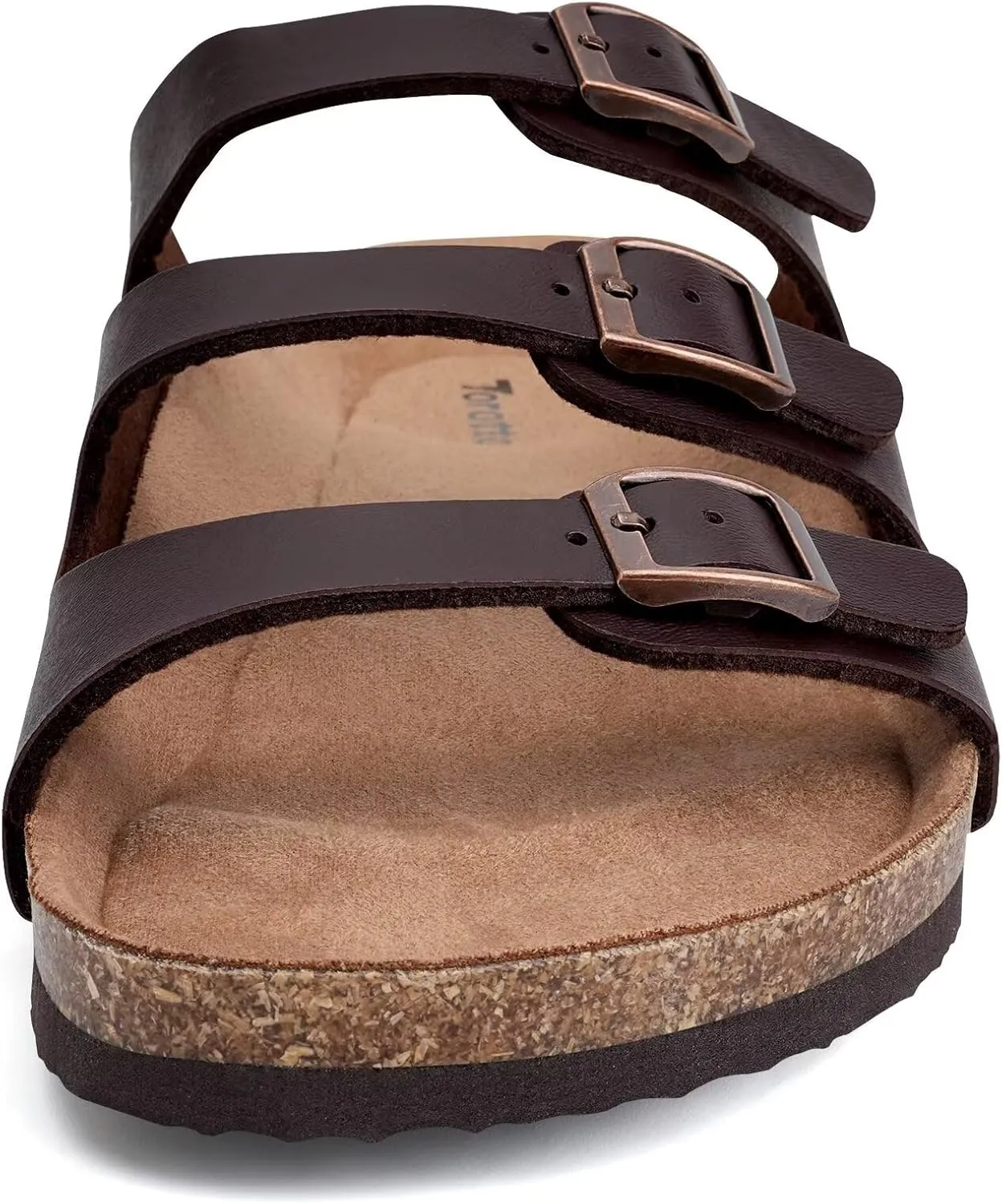 Torotto Mens Slides with Cork Footbed Open Toe Adjustable Webbing Flat Sandals for Walking | Beach | Indoor