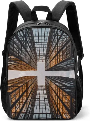 Travel Backpack for Man Woman Skyscraper Looking Up at Sky Laptop Bag Lightweight Sport Cycling Backpack for Hiker
