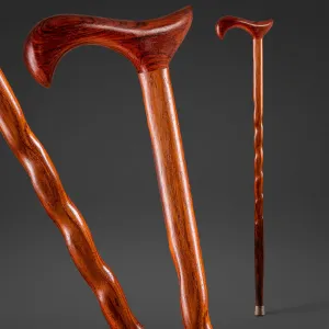 Twisted Cocobolo Derby Handcrafted Walking Cane 37"