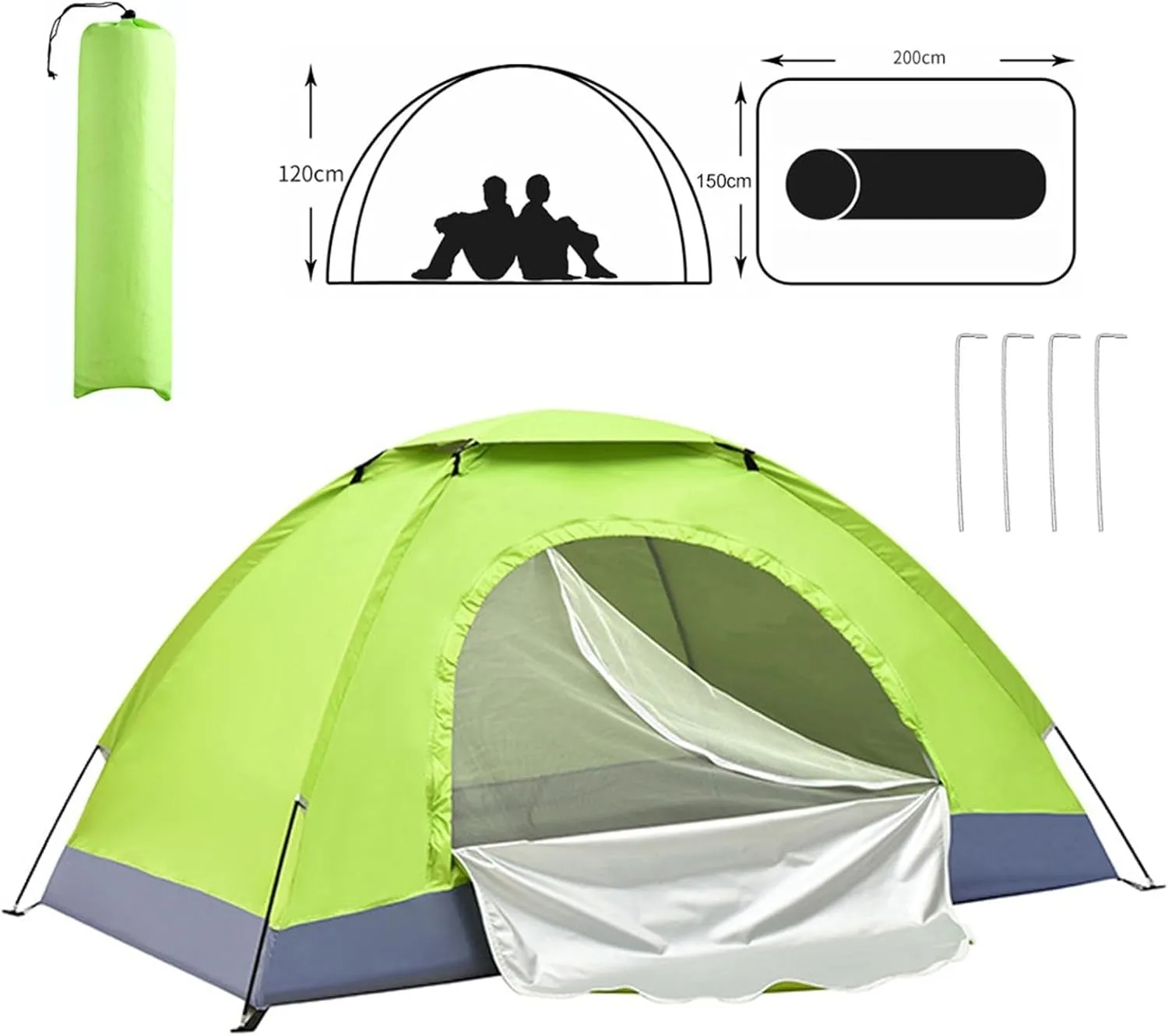 Ultralight Double Door Camping Tent, Portable Tent Shelters for Outdoor Camping Backpacking Trip Hiking with Carrying Bag