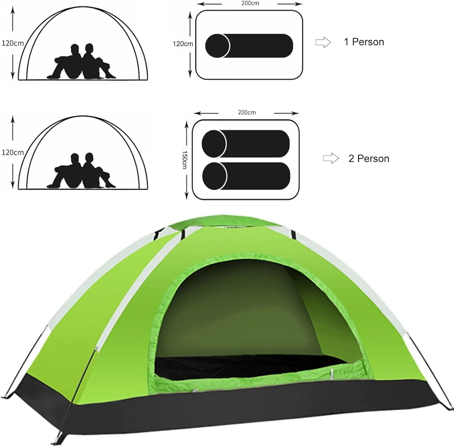 Ultralight Double Door Camping Tent, Portable Tent Shelters for Outdoor Camping Backpacking Trip Hiking with Carrying Bag