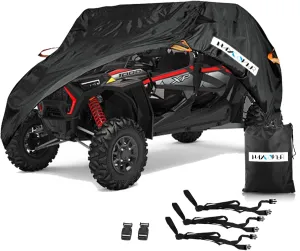 UTV Cover, Waterproof All Weather Sun-UV Snow Protector Universal for Polaris RZR Yamaha Can-Am Defender Kawasaki Ranger Cover 4-6 Passenger Black
