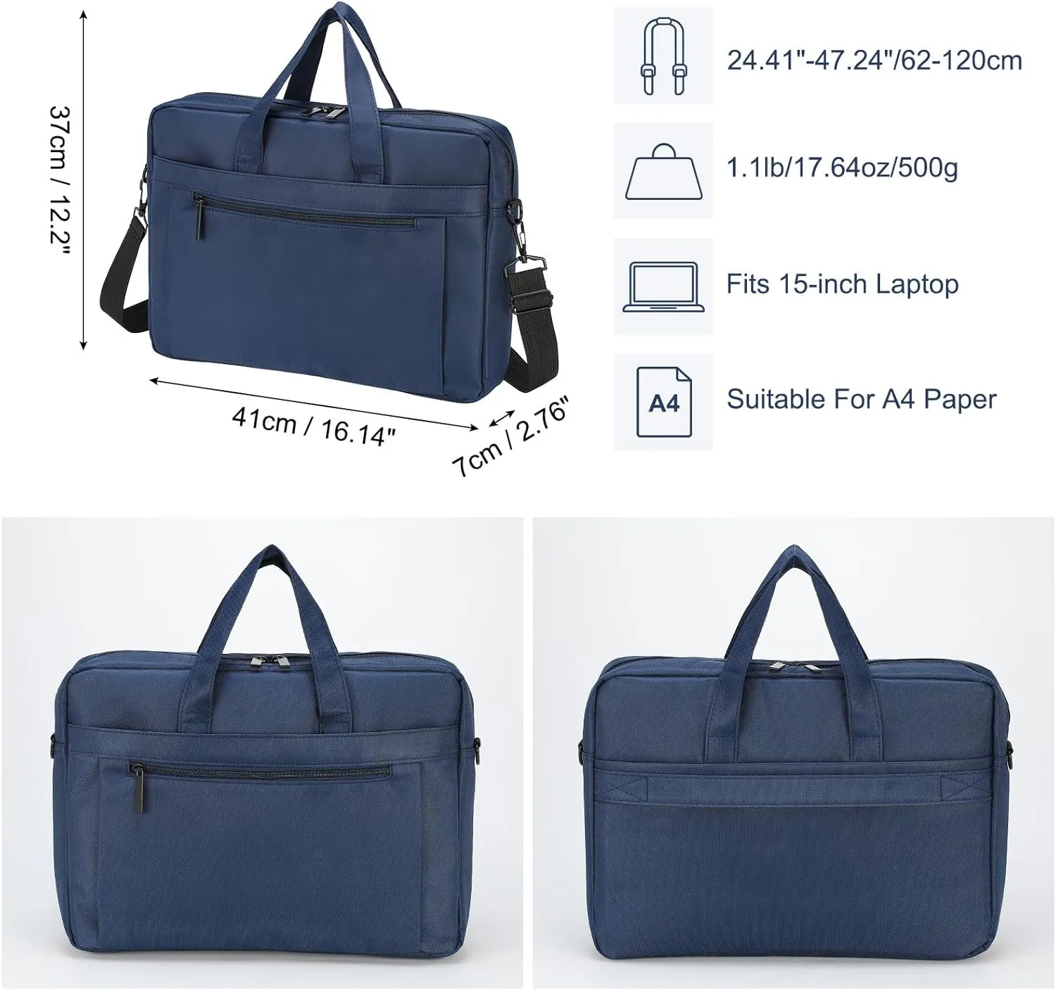 uxcell Laptop Briefcase Bag Oxford Removable with Adjustable Shoulder Strap for Business Travel