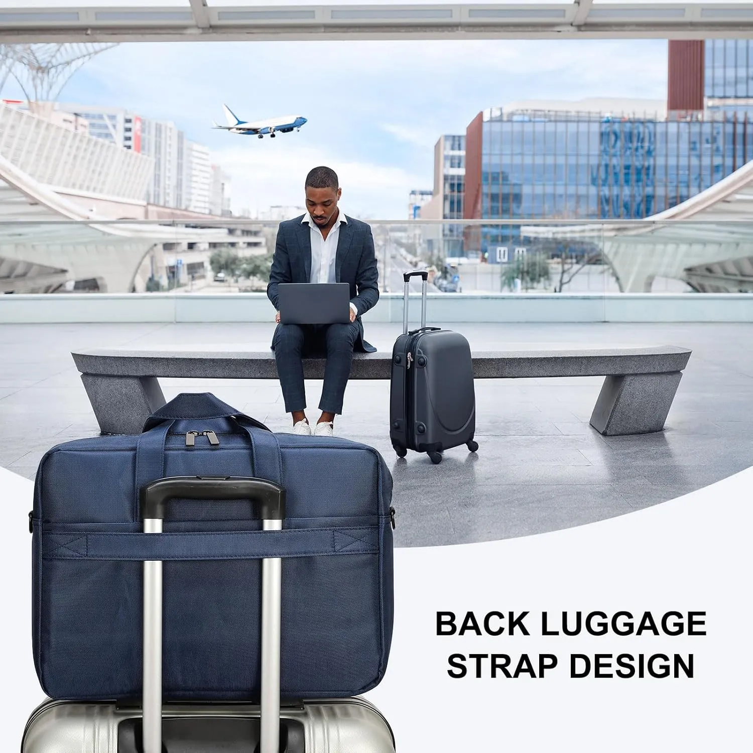 uxcell Laptop Briefcase Bag Oxford Removable with Adjustable Shoulder Strap for Business Travel