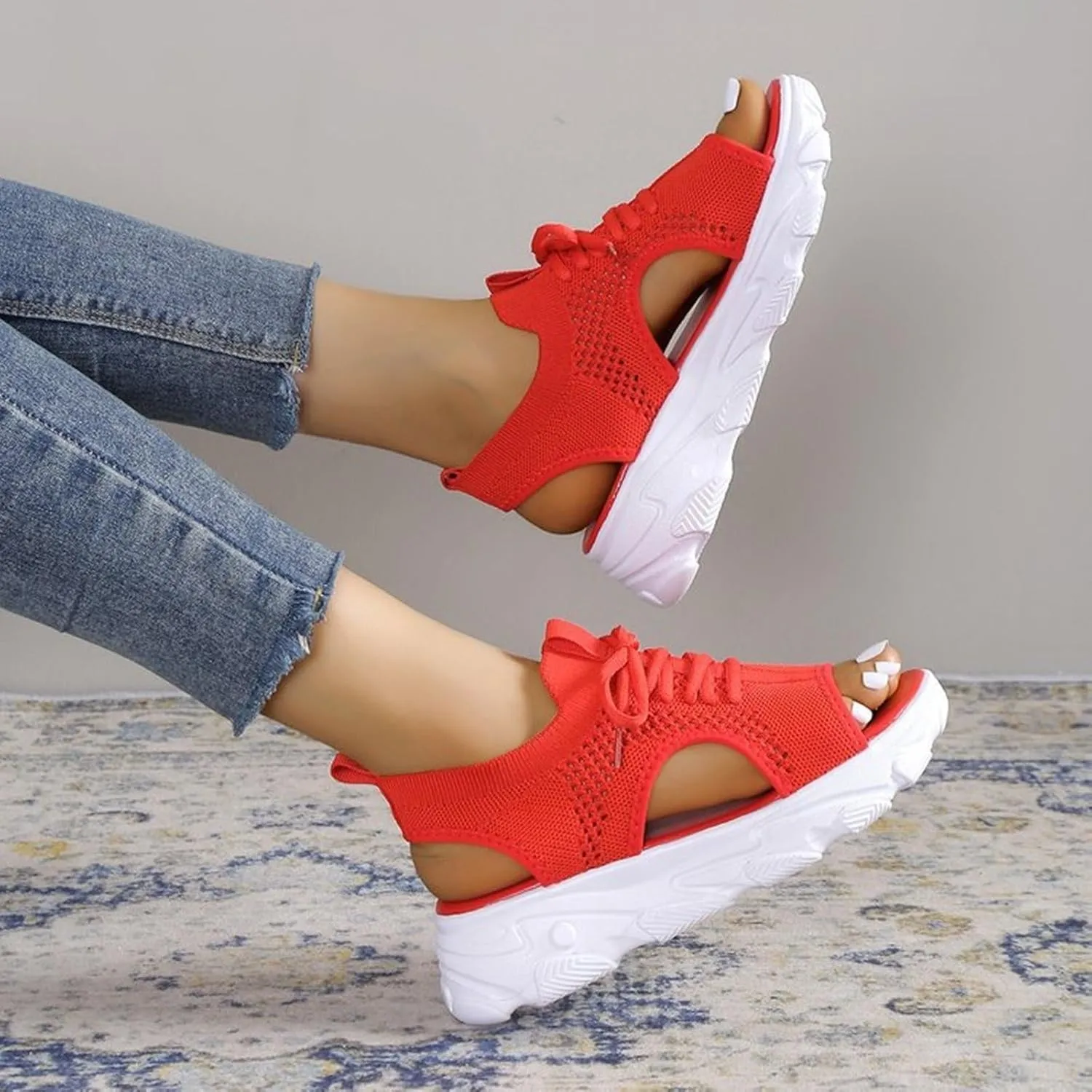 Wedge Sandals for Women Orthopedic Slide Sport Sandals Open Toe Summer Dressy Platform Sandal Arch Support Wide Width Shoes Comfy Sports Knit Sandal Soft Sole Fashion Trendy Dressy Shoes 2025