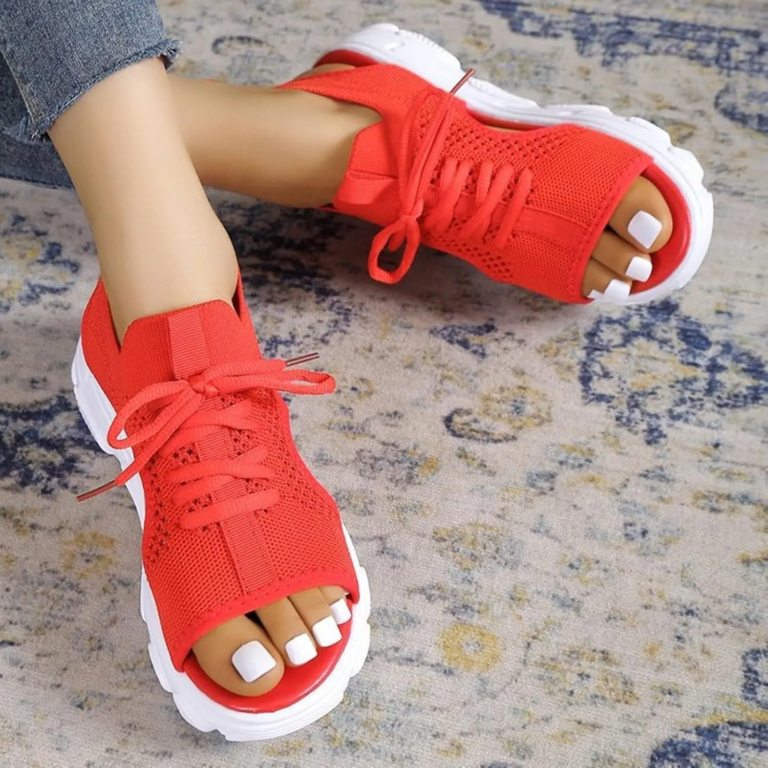 Wedge Sandals for Women Orthopedic Slide Sport Sandals Open Toe Summer Dressy Platform Sandal Arch Support Wide Width Shoes Comfy Sports Knit Sandal Soft Sole Fashion Trendy Dressy Shoes 2025