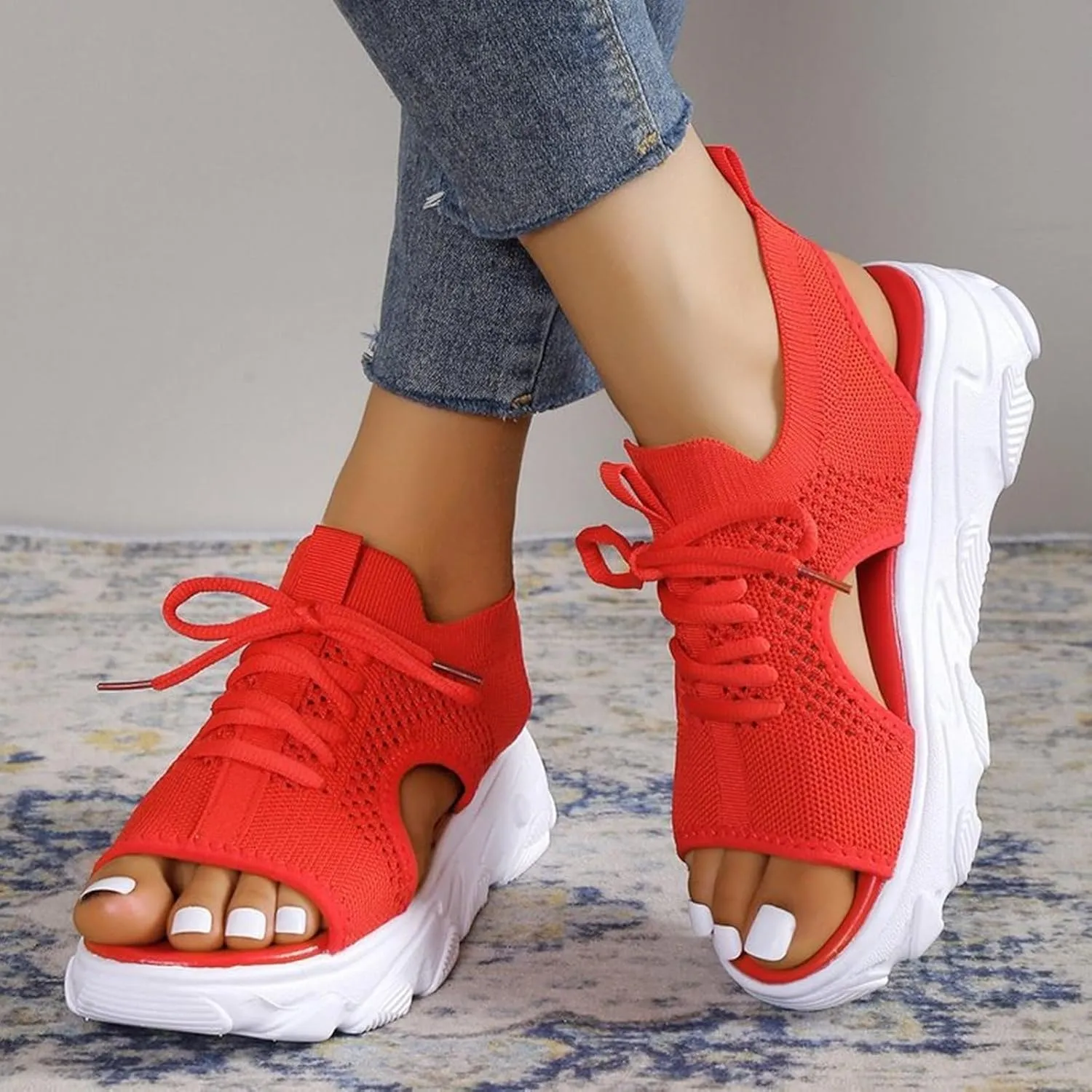 Wedge Sandals for Women Orthopedic Slide Sport Sandals Open Toe Summer Dressy Platform Sandal Arch Support Wide Width Shoes Comfy Sports Knit Sandal Soft Sole Fashion Trendy Dressy Shoes 2025