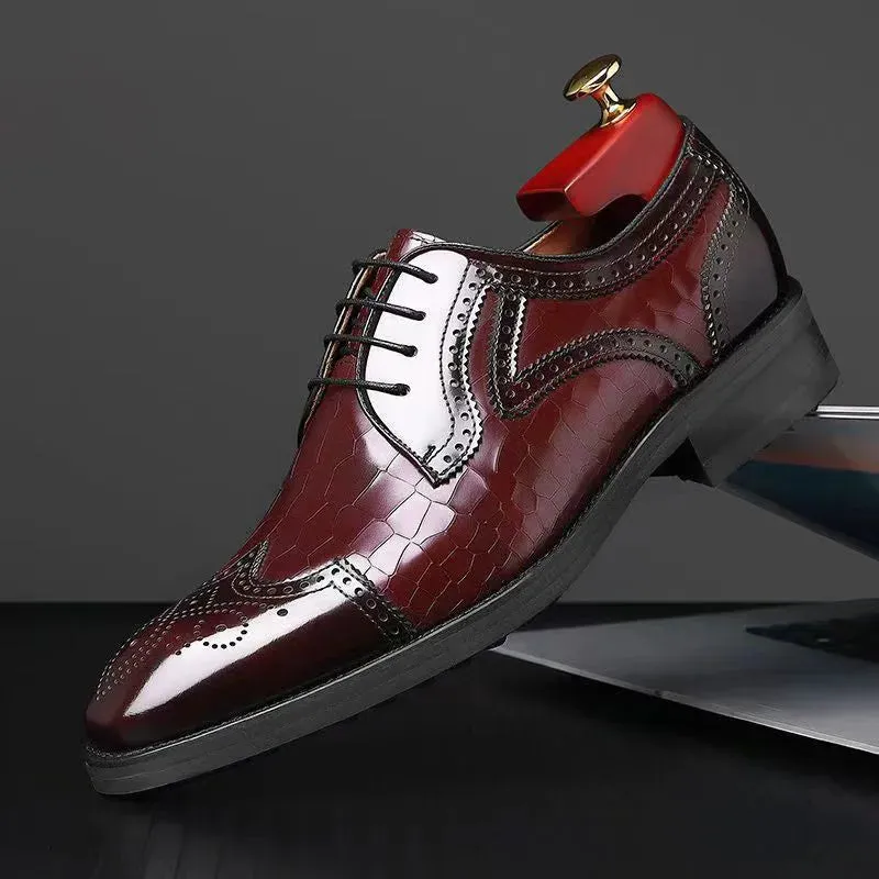 Wicklow | Men's Crocodile Print Leather Oxford Shoes