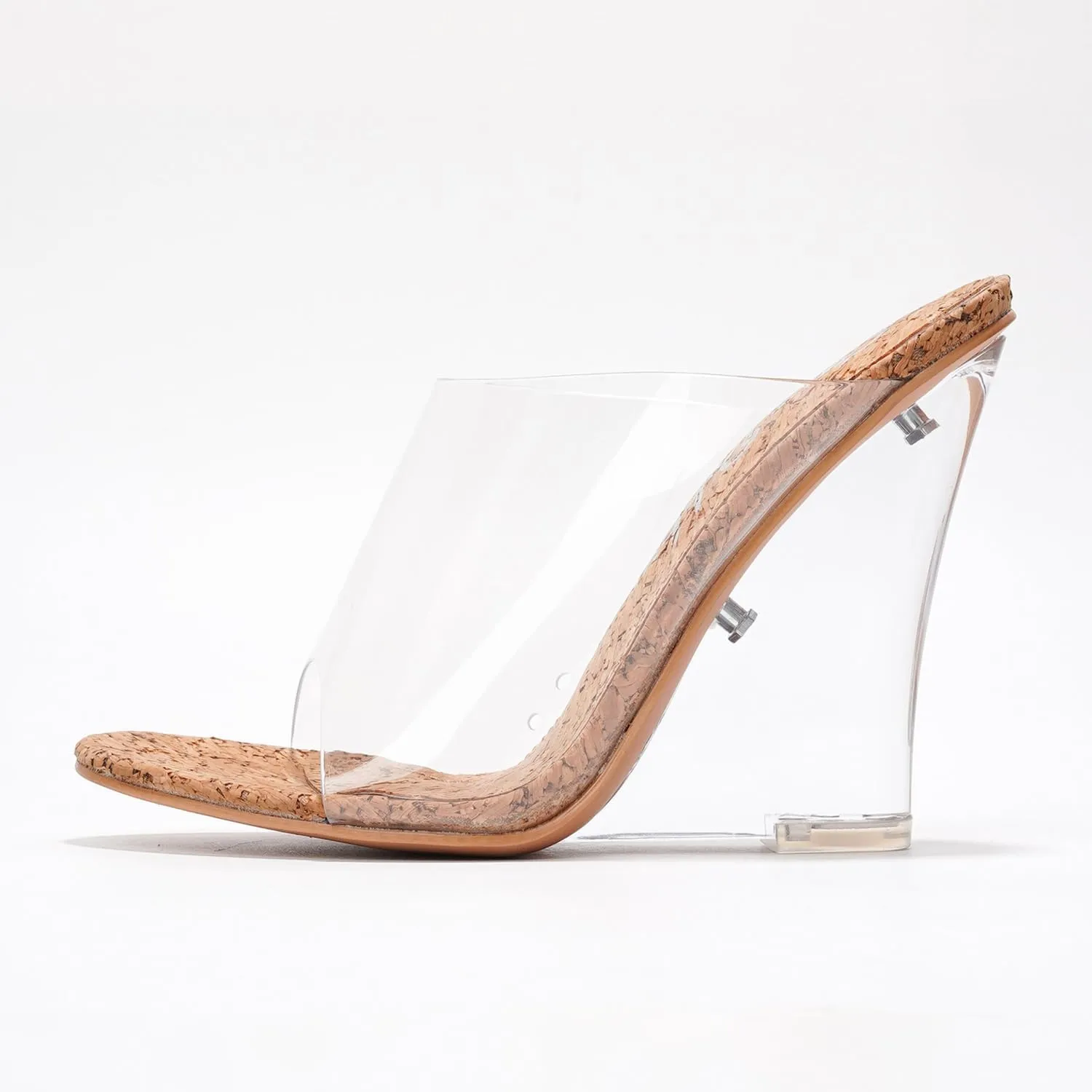 Women's Clear Wedge Heels - 4 Inch Open Toe Chunky Heels with Transparent Upper & Genuine Leather Sole | Slip-On Comfortable Dress Shoes | Fashion Platform Sandals (Lemonade.A)