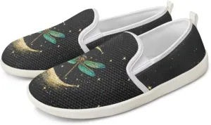 Womens Dragonfly Print Walking Flat Shoes Mesh Hiking Loafer Wide Toe Travel Outdoor Leisure Shoes
