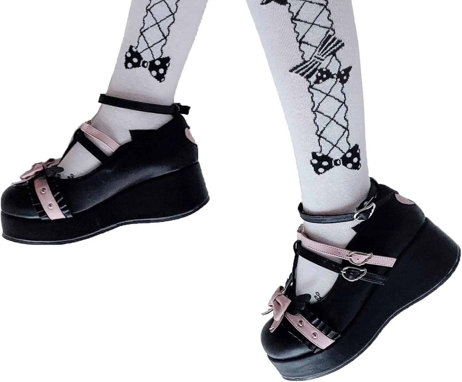 Women's Mary Jane Shoes Lolita Round Toe Block Heels Gothic Sweet Heart Floral Oxfords Ankle T-Strap Platform Dress Shoes Classic Gothic Pumps