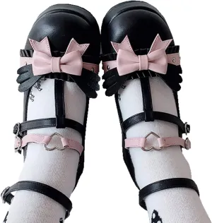 Women's Mary Jane Shoes Lolita Round Toe Block Heels Gothic Sweet Heart Floral Oxfords Ankle T-Strap Platform Dress Shoes Classic Gothic Pumps