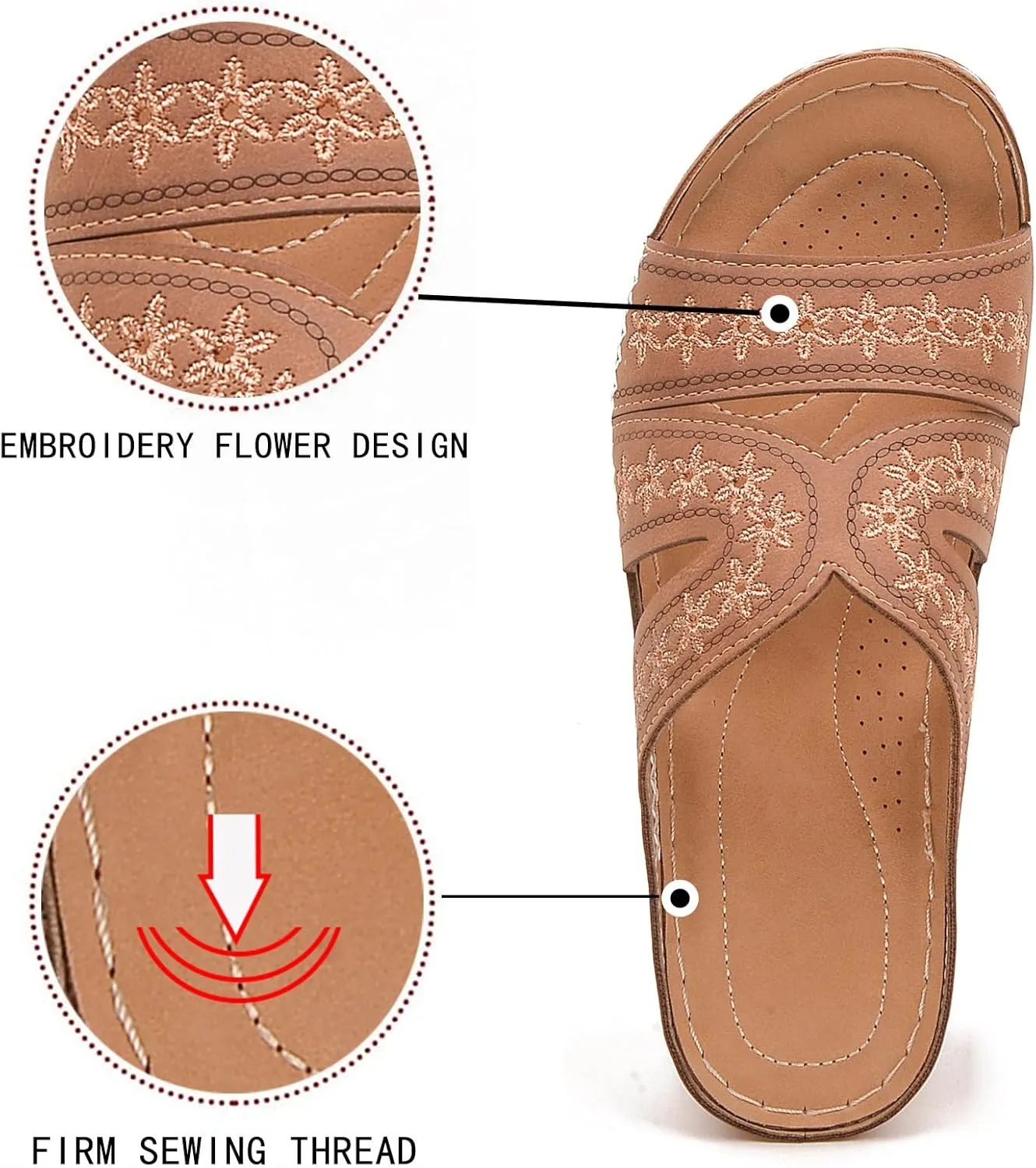 Women's Orthopedic Arch Support Wedge Sandals Summer Dressy 2025 Flat Open Toe Casual Flip Flops Platform Sandal Beach Sandals Dress Shoes Slip on Open Toe Sandal 2025