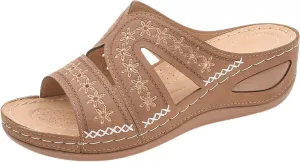 Women's Orthopedic Arch Support Wedge Sandals Summer Dressy 2025 Flat Open Toe Casual Flip Flops Platform Sandal Beach Sandals Dress Shoes Slip on Open Toe Sandal 2025